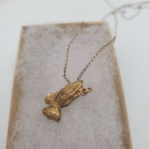 14k gf lots prayer hands on 14k gf chain‎ necklace religious gift idea fi…